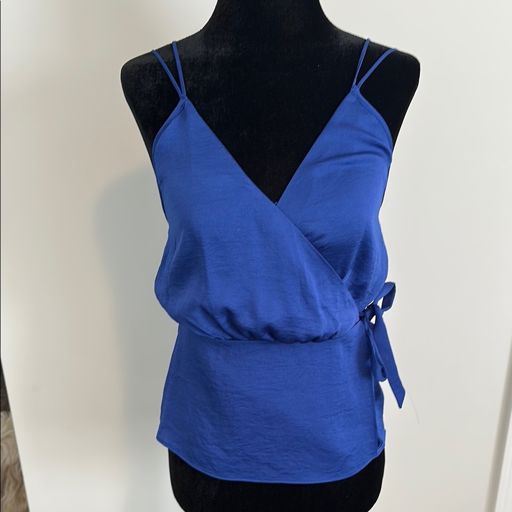 Express Blue Wrap Tie Front Camisole